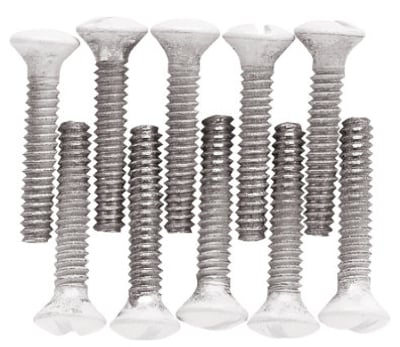 168672 14 Pack, White, Steel Wall Plate Screw - Pack Of 4