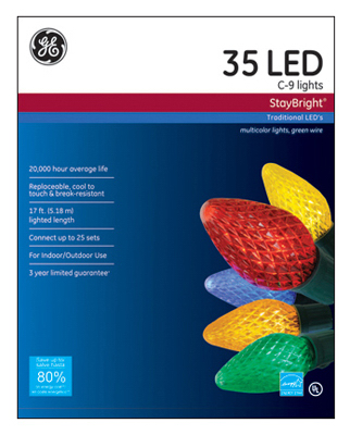 Ge90935 Multi C9 Led Staybright Light Set, 35 Count - Pack Of 12