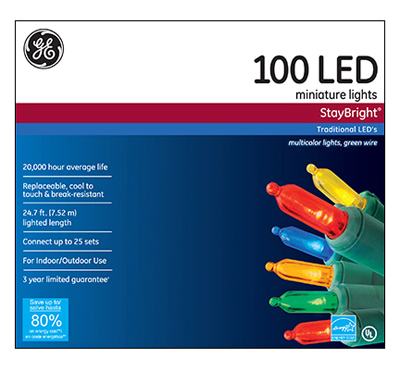 Ge90835 Multi Led Staybright Light Set, 100 Count - Pack Of 12