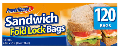 Personal Care 92792-6 Sandwich Bag With Fold Lock - 120 Count, Pack Of 24