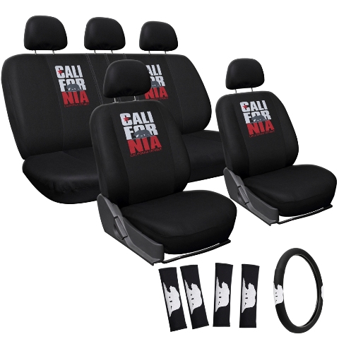 UPC 840345100054 product image for Oxgord SCFC-C1A-00 17 Pieces Seat Cover Set California Republic Red Star Print | upcitemdb.com