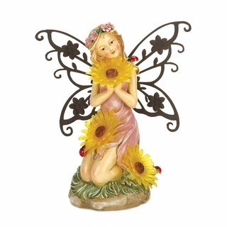 10016221 Garden Blooms Fairy Solar Statue