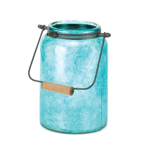 10016682 Blue Jar Candle Lantern