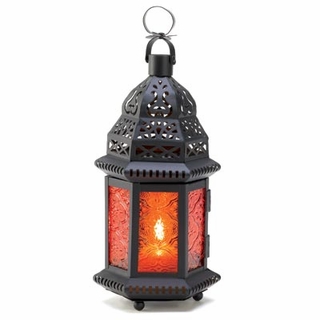 D1058 Amber Moroccan Candle Lantern