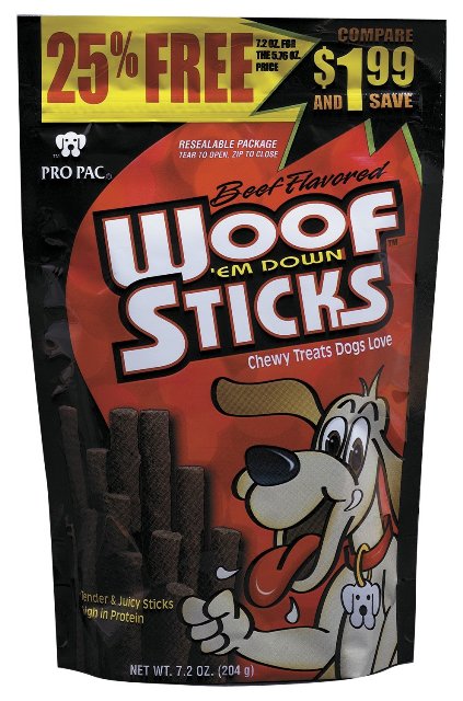 Propac 1710500 Beef Flavored Woof Em Down Sticks Dog Treat - 7.2 Oz.