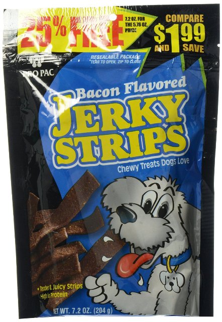 Propac 1710501 Bacon Flavored Jerky Strips Dog Treat - 7.2 Oz.