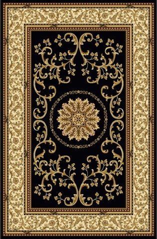 1419-1325-black Noble Rectangular Black Traditional Italy Area Rug, 9 Ft. 10 In. W X 12 Ft. 10 In. H