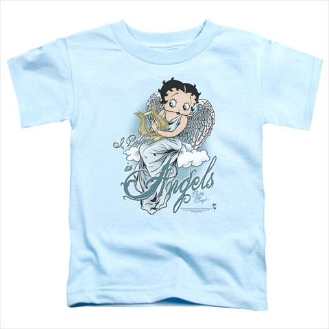 Boop-i Believe In Angels - Short Sleeve Toddler Tee, Light Blue - Small 2t