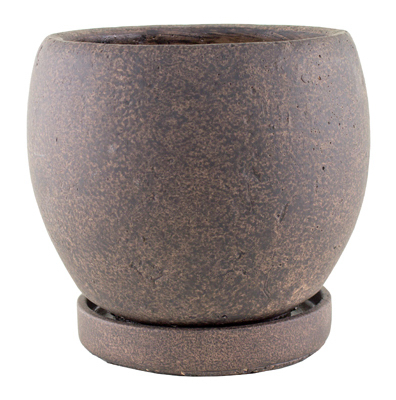 7912-04-902 5.75 In. Round Natural Weathered Cement Planter - Brown, Pack Of 4