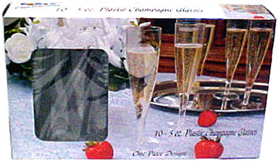 0244 10 Count Plastic Flute Champagne Glasses - 5 Oz., Pack Of 12