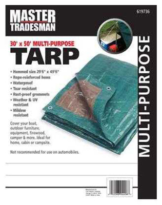 619736rd 30 X 50 Ft. Polyethylene Storage Tarp Cover - Hunter Green & Brown