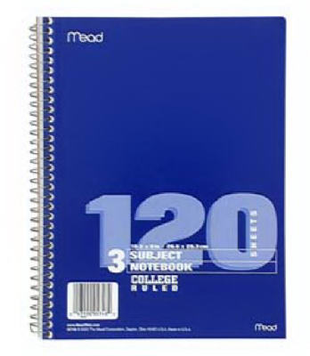 05748 8 x 0.5 in. White Paper Spiral Notebook - 120 Count