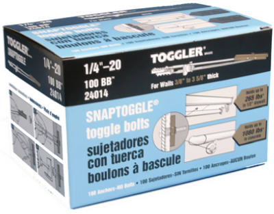 24014 0.25-20 In. Toggler Snaptoggle Bb Toggle Bolt - 100 Pack