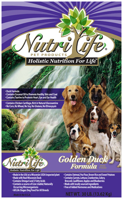 Nutri Life 00112 30 Lbs. Golden Duck Holistic Dog Food