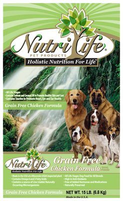 Nutri Life 00120 15 Lbs. Grain Free Chicken Formula Dog Food
