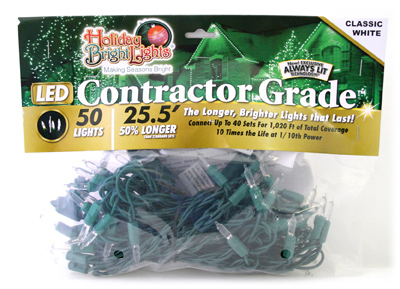 Led-t5-50-cw6 T5 Led Light Set On Green Wire - White, 50 Count