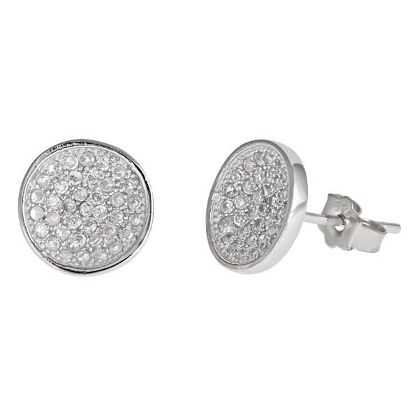 Sse103 Sterling Silver Micropave Stud Earring - Round&amp;#44; White