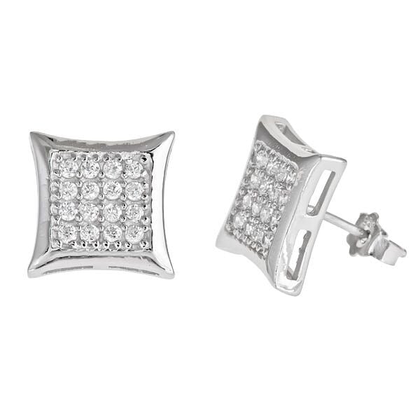 Sse111 Sterling Silver 4x4 Micropave Stud Earring