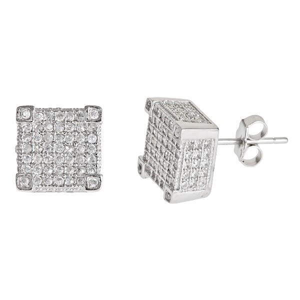 Sse112 Sterling Silver 7x7 Micropave Stud Earring