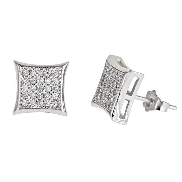 Sse121 Sterling Silver 5x5 Micropave Stud Earring
