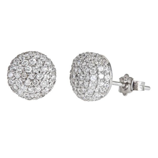 Sse125 Sterling Silver Rounded Micropave Stud Earring