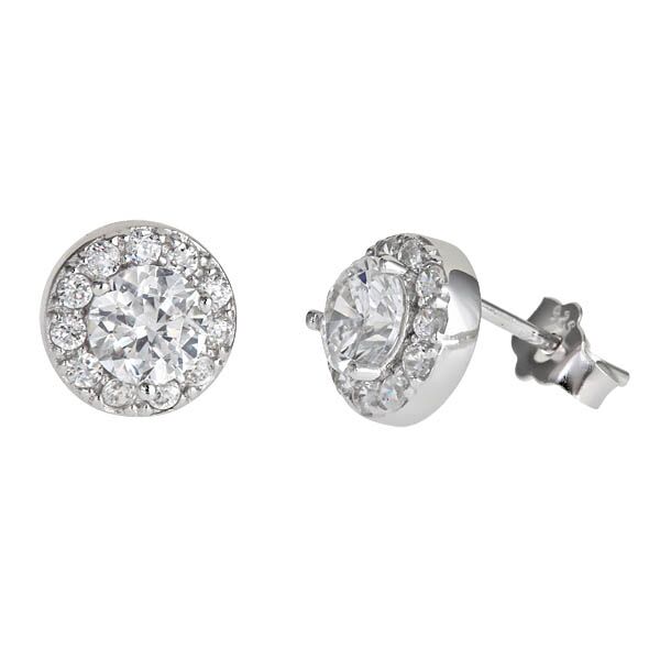 Sse129 Sterling Sliver Round Cut Micropave Stud Earring