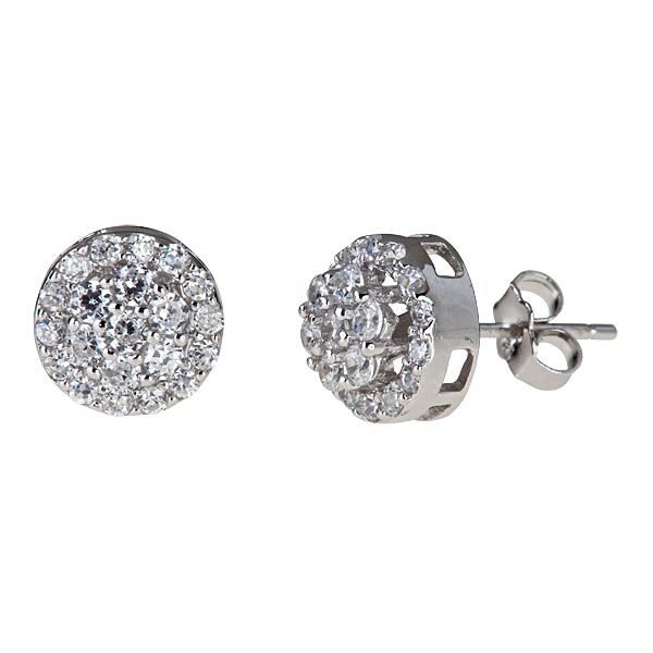 Sse131 Sterling Silver Round Micropave Stud Earring