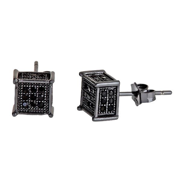 Sse136 Sterling Silver Square Micropave Stud Earring