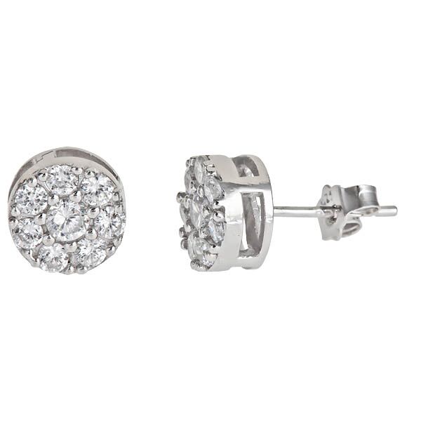 Sse137 Sterling Silver Round Micropave Stud Earring