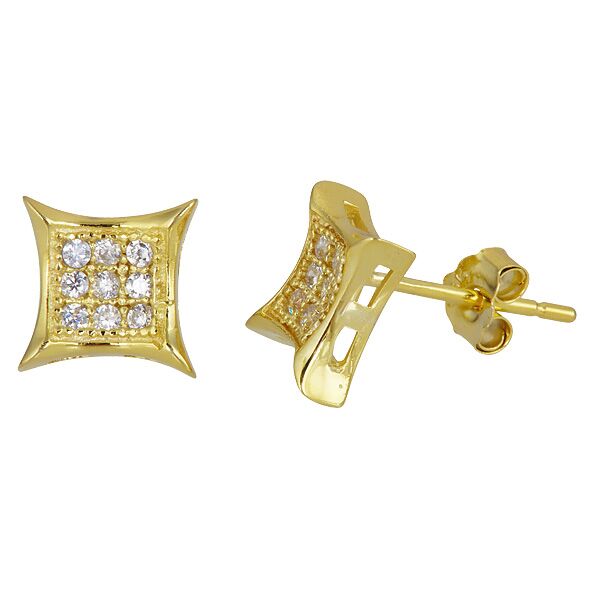 Sse150 Sterling Silver 3x3 Square Stud Earring - 18k Gold Plated