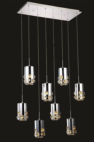 2055d8o-rc 27 L X 11 Dia. X 90 H In. Broadway Collection Hanging Fixture - Royal Cut, Chrome Finish