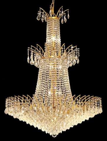 8033g32g-ec 32 Dia. X 42 H In. Victoria Collection Large Hanging Fixture - Gold Finish, Elegant Cut