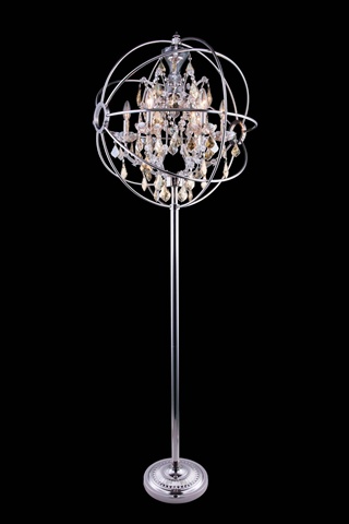 Elegant Lighting 1130fl24pn-gt-rc 24 Dia. X 71.5 H In. Geneva Floor Lamp - Polished Nickel, Royal Cut Golden Teak Crystals