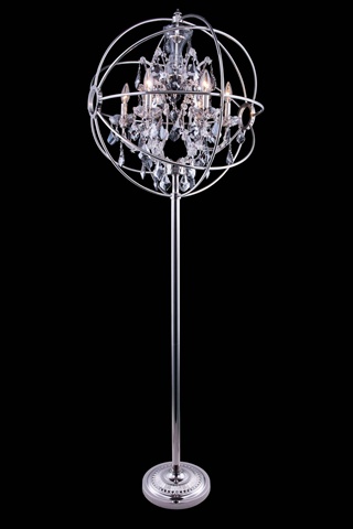 Elegant Lighting 1130fl24pn-ss-rc 24 Dia. X 71.5 H In. Geneva Floor Lamp - Polished Nickel, Royal Cut Silver Shade Crystals