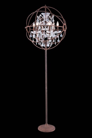 Elegant Lighting 1130fl24ri-rc 24 Dia. X 71.5 H In. Geneva Floor Lamp - Rustic Intent, Royal Cut Crystals