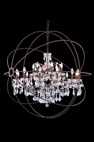 Elegant Lighting 1130g43ri-rc 43.5 Dia. X 46 H In. Geneva Pendent Lamp - Rustic Intent, Royal Cut Crystals