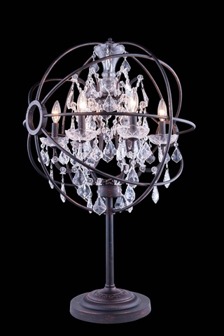 Elegant Lighting 1130tl21db-rc 22 Dia. X 34 H In. Geneva Table Lamp - Dark Bronze, Royal Cut Crystals