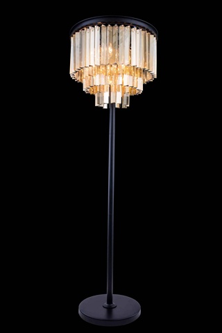 Elegant Lighting 1201fl20mb-gt-rc 20 Dia. X 63 H In. Sydney Floor Lamp - Mocha Brown, Royal Cut Golden Teak Crystals