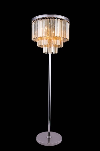 1201fl20pn-gt-rc 20 Dia. X 63 H In. Sydney Floor Lamp - Polished Nickel, Royal Cut Golden Teak Crystals