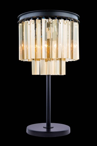 Elegant Lighting 1201tl14mb-gt-rc 14 Dia. X 26 H In. Sydney Table Lamp - Mocha Brown, Royal Cut Golden Teak Crystals