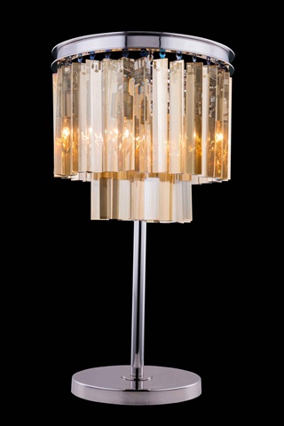 Elegant Lighting 1201tl14pn-gt-rc 14 Dia. X 26 H In. Sydney Table Lamp - Polished Nickel, Royal Cut Golden Teak Crystals