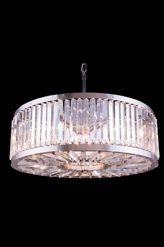 1203d35pn-rc 35.5 Dia. X 15.5 H In. Chelsea Pendent Lamp - Polished Nickel, Royal Cut Crystals