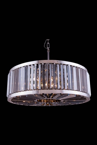1203d35pn-ss-rc 35.5 Dia. X 15.5 H In. Chelsea Pendent Lamp - Polished Nickel, Royal Cut Silver Shade Crystals