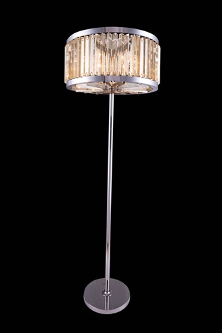 1203fl25pn-gt-rc 25 Dia. X 72 H In. Chelsea Floor Lamp - Polished Nickel, Royal Cut Golden Teak Crystals