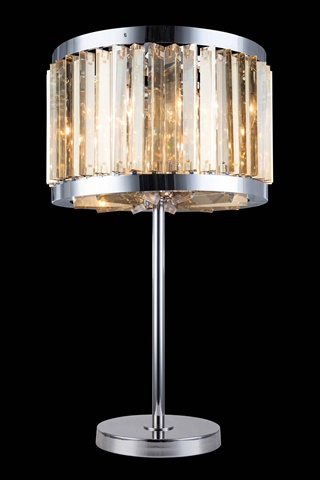 1203tl18pn-gt-rc 18 Dia. X 32 H In. Chelsea Table Lamp - Polished Nickel, Royal Cut Golden Teak Crystals
