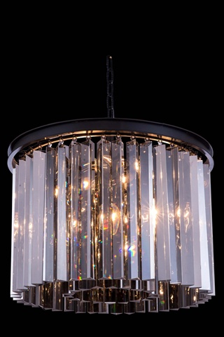 1208d20mb-ss-rc 20 Dia. X 13.5 H In. Sydney Pendent Lamp - Mocha Brown, Royal Cut Silver Shade Crystals