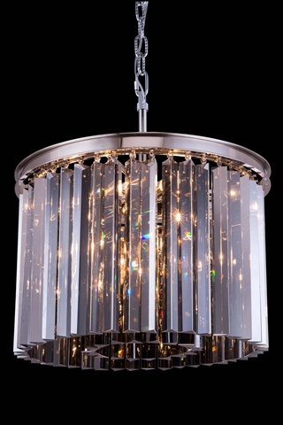 1208d20pn-ss-rc 20 Dia. X 13.5 H In. Sydney Pendent Lamp - Polished Nickel, Royal Cut Silver Shade Crystals