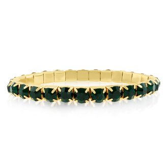 SuperJeweler 18K 20 Ct. Emerald Green Crystal Bracelet Gold Overlay