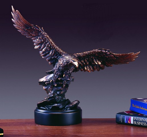F Eagle Bronze Plated Resin Sculpture - 16 X 8 X 15 In.