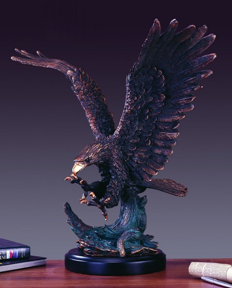 F Eagle Bronze Plated Resin Sculpture - 24 X 15 X 26 In.